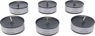 Black Stone set of six tea light candles