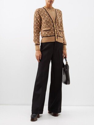 Horsebit-chain Jacquard Wool-blend Cardigan