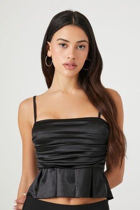 Women's Satin Cropped Cami in Black Small