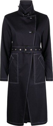 Contrast-Stitching Trench Coat