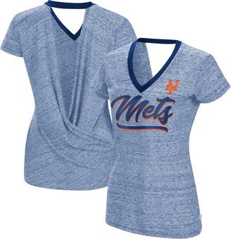 Women's Touch Royal New York Mets Halftime Back Wrap Top V-Neck T-shirt