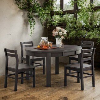 IGEMAN 5-Piece Extendable Round Dining Table Set, with Dining Chairs and Storage Drawers, Espresso