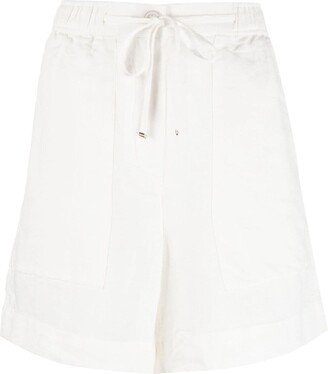 High-Waisted Drawstring Linen Shorts