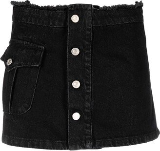 Denim Pleated Mini Skirt