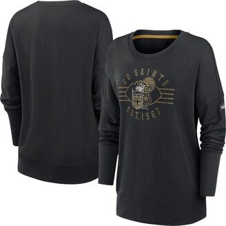 Women's Black New Orleans Saints Rewind Playback Icon Performance Pullover Sweatshirt