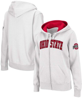 Stadium Athletic Women's White Ohio State Buckeyes Arched Name Full-Zip Hoodie