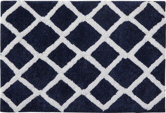 21x34 Arlo Reversible Tufted Microfiber Bath Rug Navy