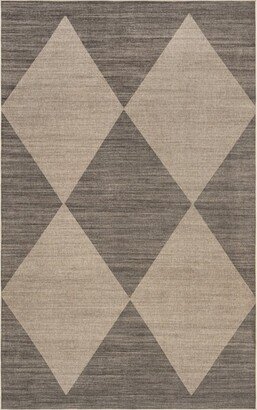 Simple Diamond Easy-Jute Machine Washable Area Rug 8x10, Brown