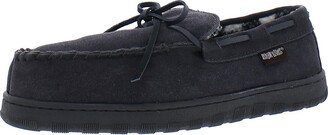 Mens Suede Faux Fur Lined Moccasin Slippers