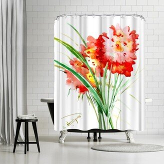 71 x 74 Shower Curtain, Red Flowers by Suren Nersisyan