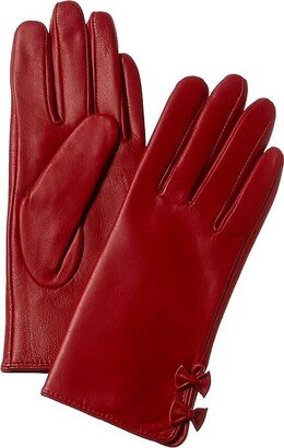 Bow Cashmere-Lined Leather Gloves-AB