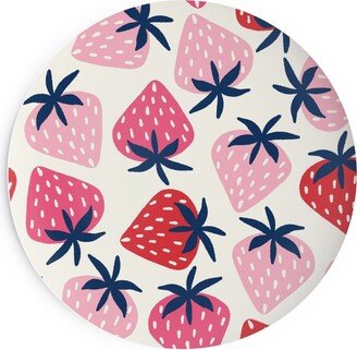 Salad Plates: Strawberries - Pink On White Salad Plate, Pink