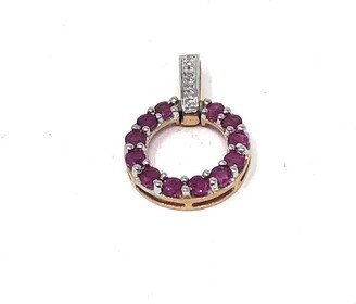 J.I. Stern Collection 14k Yellow Gold Ruby Circle Keychain Charm .75 Inch