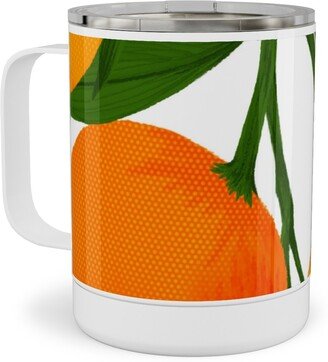 Travel Mugs: Tangerine Dreams - Orange On White Stainless Steel Mug, 10Oz, Orange