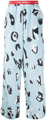 Abstract-Print Logo-Waist Trousers