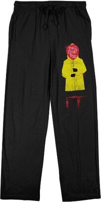 It Movie 2017 You'll Float Too Men's Black Sleep Pajama Pants-Large