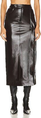 Snapped Maxi Leather Skirt in Brown