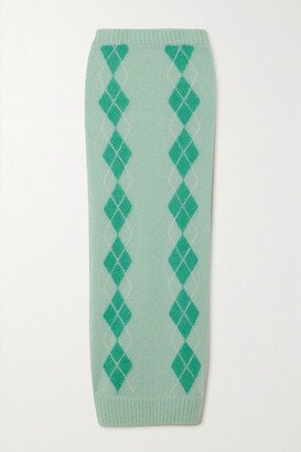 Argyle Mohair-blend Maxi Skirt - Green