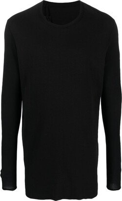 Round-Neck Ribbed Cotton Sweatshirt