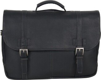 Double Gusset Flapover Colombian Leather Laptop Bag