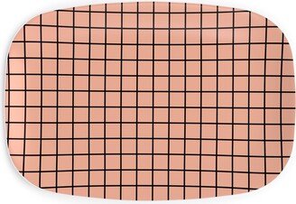 Serving Platters: Square Grid Serving Platter, Pink