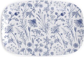 Serving Platters: Wild Flowers - Blue Serving Platter, Blue