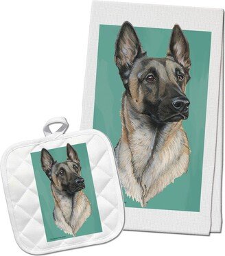 Belgian Malinois Kitchen Dish Towel & Pot Holder Gift Set