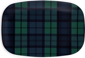 Serving Platters: Dark Green Plaid Serving Platter, Green