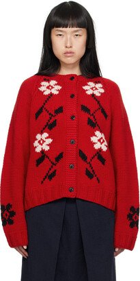 Red Atomic Flower Cardigan