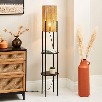 Dunelm Kabir String Shelved Floor Lamp Brown