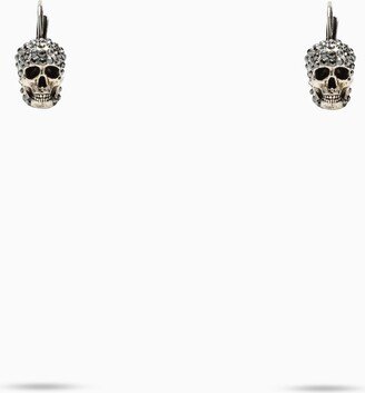 Silver-tone skull earrings