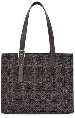 Buckle Horizontal Cotton & Leather Tote