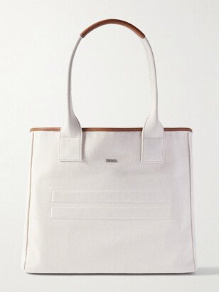 Cabas Leather-Trimmed Cotton-Canvas Tote Bag