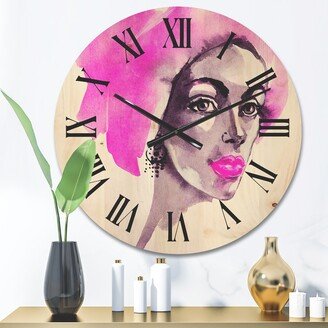 Designart 'Afro American Woman Fashion Portrait' Modern Wood Wall Clock