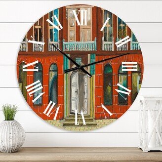 Designart 'Red Facade of Shop In Paris II' French Country wall clock