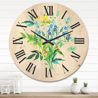 Designart 'Meadow Flowers Garland' Farmhouse Wood Wall Clock