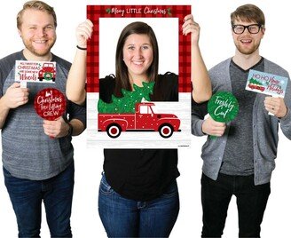 Big Dot of Happiness Merry Little Christmas Tree Truck Party Photo Booth Picture Frame & Props