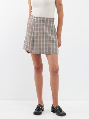 Checked Wool-blend Skort