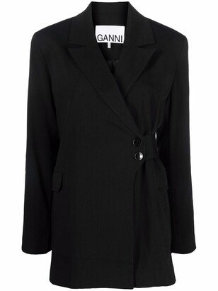 Relaxed Off-Centre Button-Front Suit Blazer