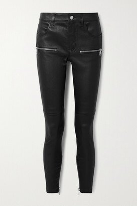 Remy Zip-detailed Leather Skinny Pants - Black