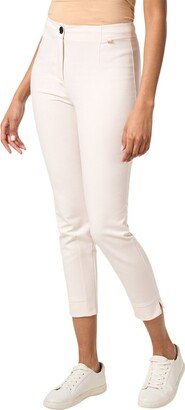 White Stretch Cotton Slim Leg Pant