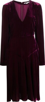 V-neck velvet midi dress