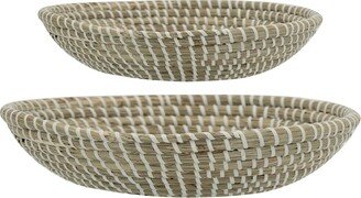 Kira Cord Woven Seagrass Bowls - Set of 2 - Natural/White