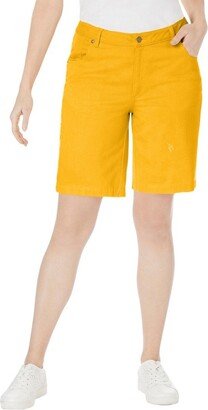 Jessica London Jeica London Women' Plu Size Denim Short, 26 W - Sunet Yellow