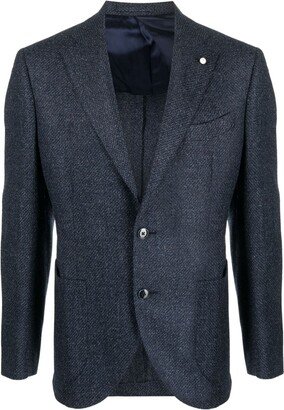 Mélange-Effect Single-Breasted Blazer-AC