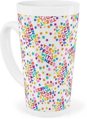 Mugs: Treat People With Kindness - Groovy Florals - Bright Tall Latte Mug, 17Oz, Multicolor