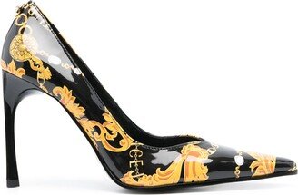 95mm Baroque-Print Pointed Pumps