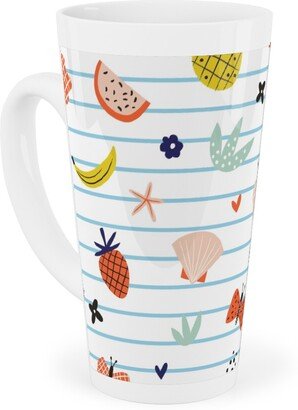 Mugs: Summer Loving Stripe - Multi Tall Latte Mug, 17Oz, Multicolor