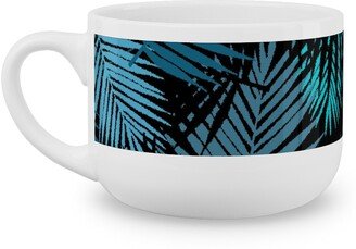 Mugs: Tropical Leaves - Blue And Green Latte Mug, White, 25Oz, Blue