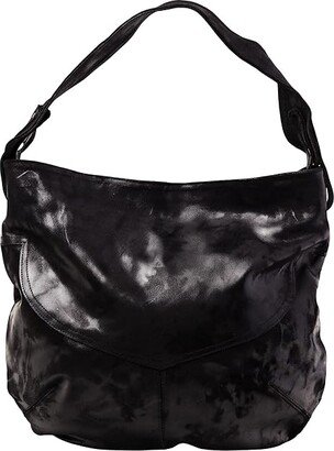 CoFi Diana Printed Leather Hobo Bag (Black) Handbags